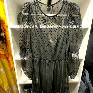 Sheer H&M dress, never worn, black with black polka dots. Bell sleeve